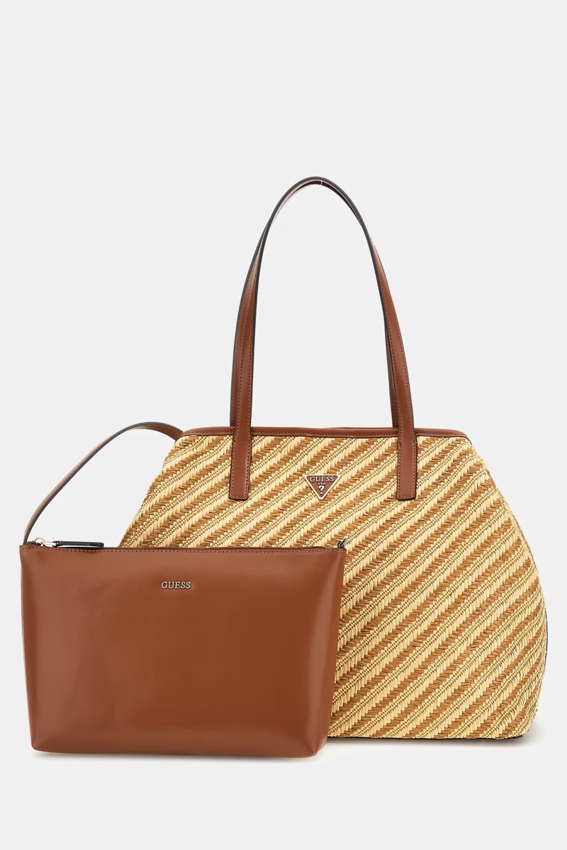 GUESS Shopper con pochette rafia
