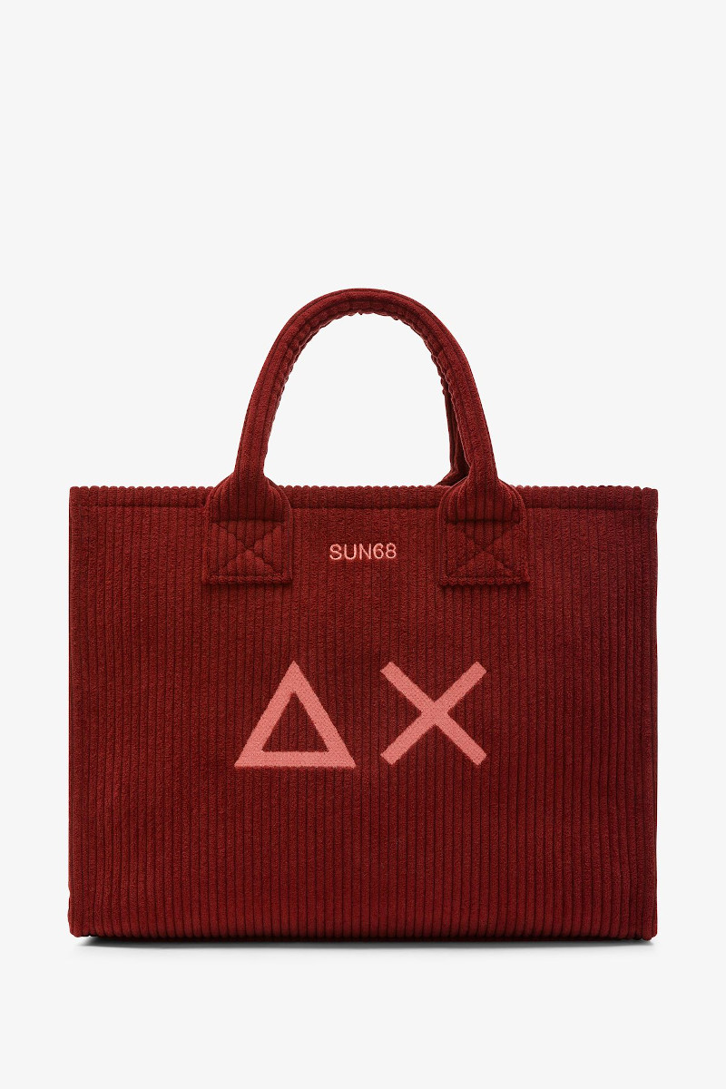 SUN68 Shopping bag midi Cali in velluto costine