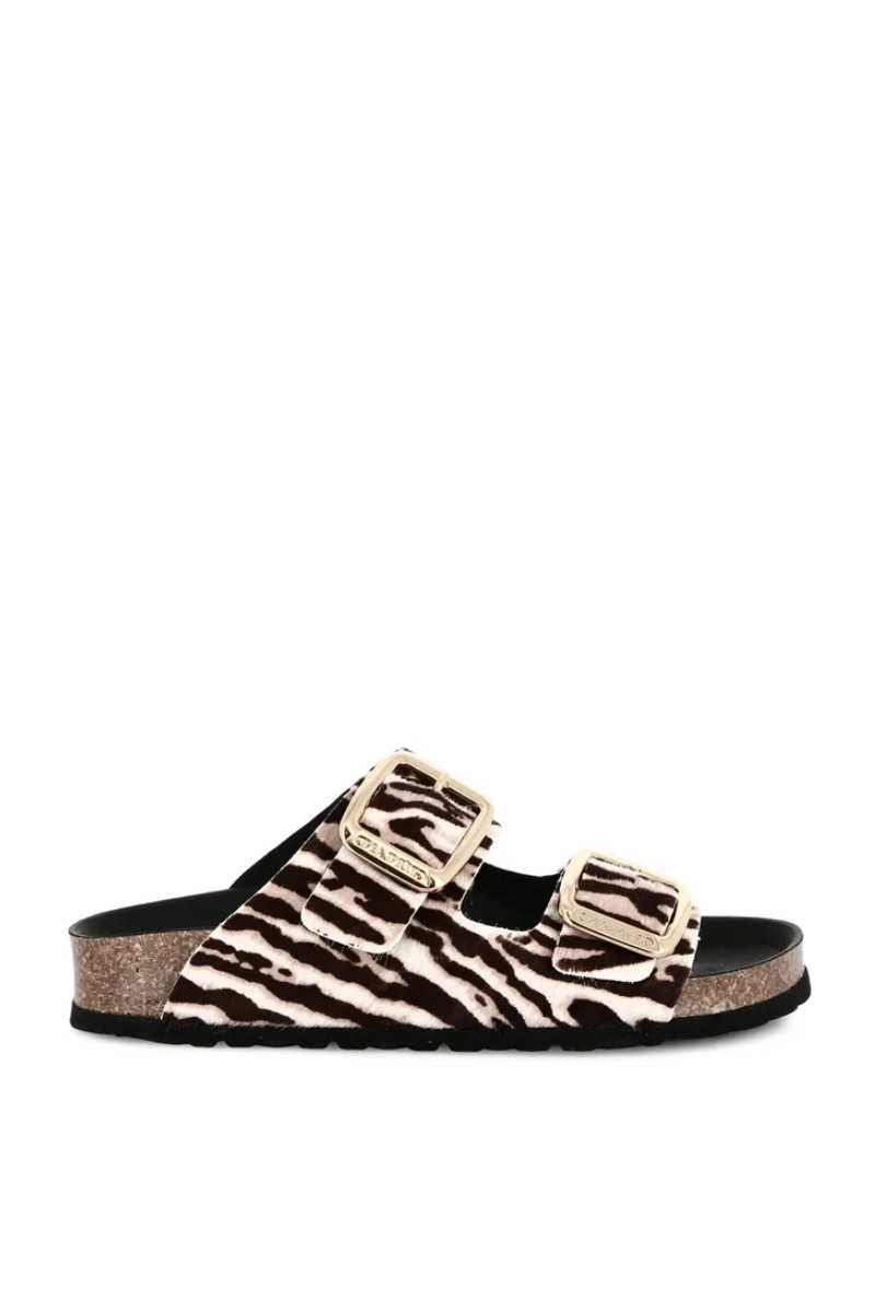 Grunland Ciabatta animalier doppia fibbia maxi
