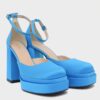 sandalo platform versace raso azzurro