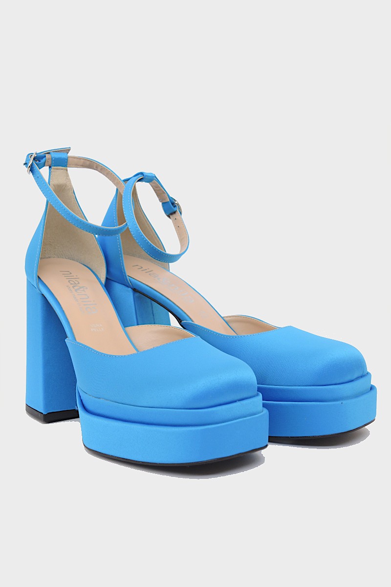 sandalo platform versace raso azzurro