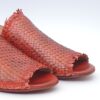 sandalo basso donna intrecciato rosso fascia larga RAME